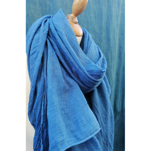 Chèche uni 100% coton Azur bleu moyen