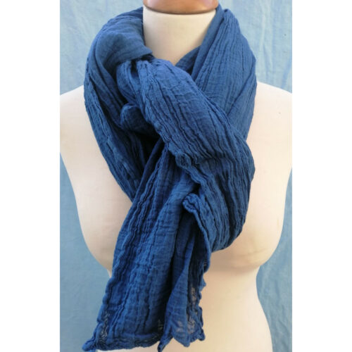 Chèche uni 100% coton Aldego bleu foncé