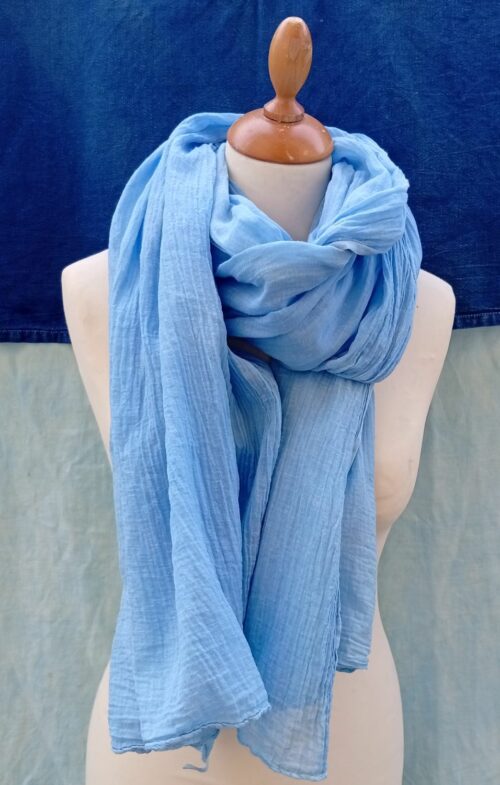 Chèche uni 100% coton Céleste bleu clair